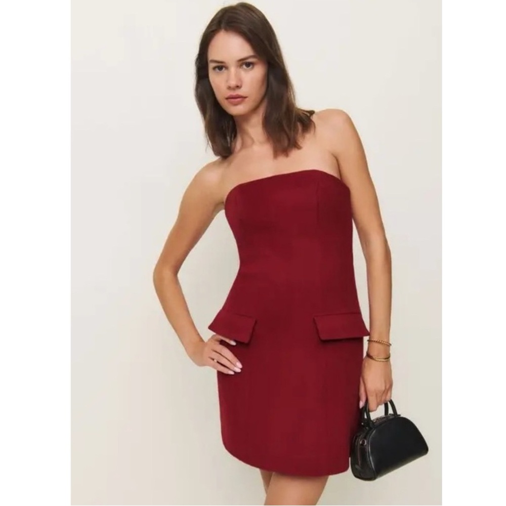 NEW REFORMATION Emani Wool Mini Dress in Lipstick Red Sz 10 Holiday